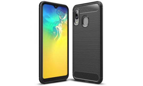 Coque pour Galaxy A10 coloris noir aspect carbone