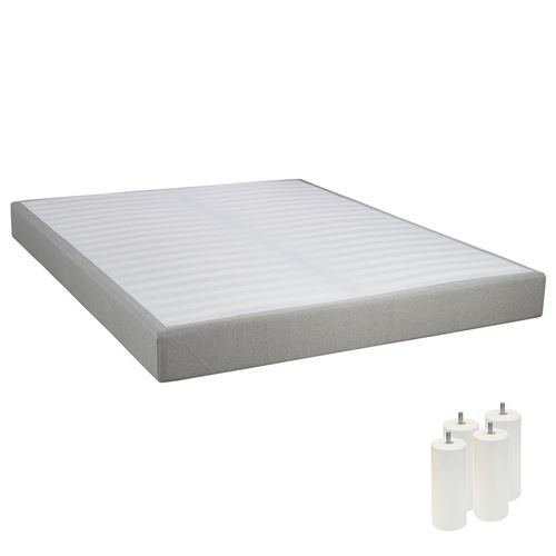 Tapikit - sommier tapissier d&eacute;montable 2x20 lattes 140x190cm lin + pieds blancs 15cm