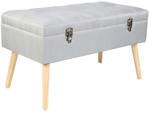 The Home Deco Factory - Banc coffre de rangement assise capitonnée valise gris clair