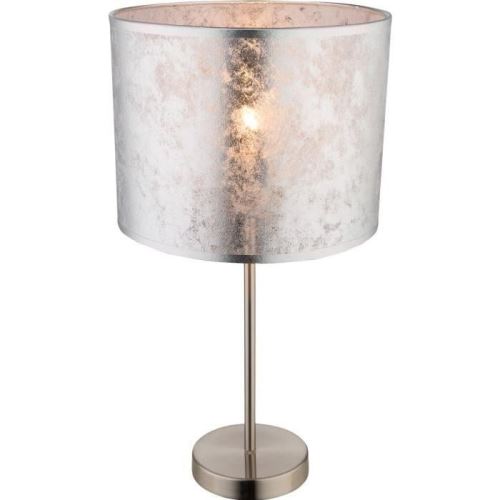 GLOBO LIGHTING Lampe a poser mat - Plastique - Tissu gris métallisé - Interrupteur - Diametre 26 cm - Hauteur 50 cm - 60W - 230V