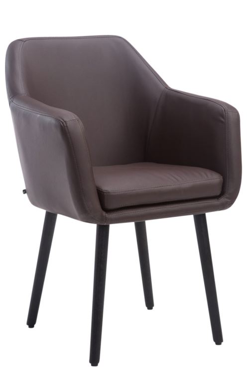 Chaise de salle à manger Utrecht Similicuir - Piètement Noir - Siège Marron foncé