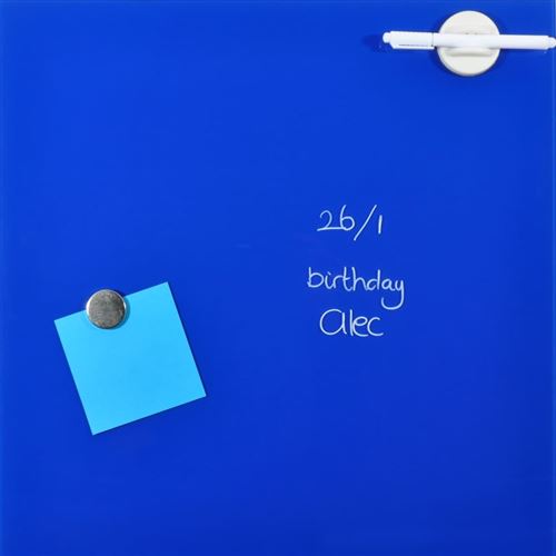 DESQ Tableau magnétique en verre 45 x 45 cm Bleu