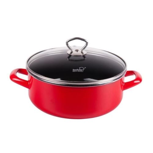Kochstar faitout en acier émaillé avec couvercle a induction - 16 cm - rouge ffa5170003