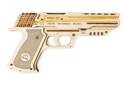 Ugears 70047 Wolf-01 Pistolet à Caoutchouc en Bois avec Jeu de Construction en Bois et kit de Montage respectueux de l'environnement Taille Unique