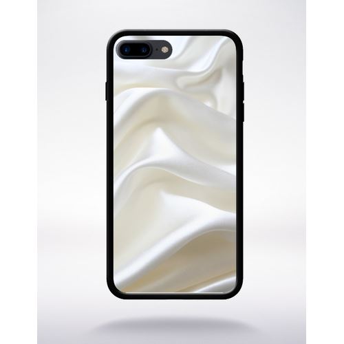 Coque Soie Blanche Compatible Apple Iphone 7 Plus Bord Noir Silicone