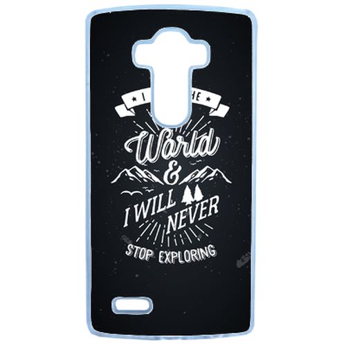 Coque I Love The World And I Will Never Stop Exploring Fond Noir Compatible Lg G3 Transparent
