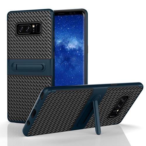 Galaxy Note 8 Coque Protection Plastique Effet Tissus avec Support Bleu ALS52027