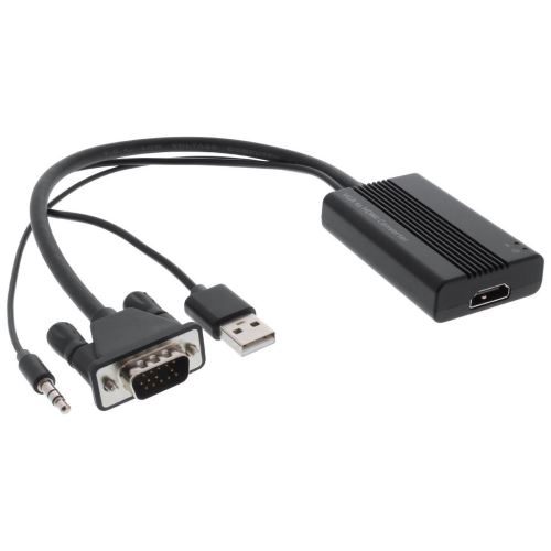 InLine® Converter Entrée audio VGA + HDMI vers HDMI Prise audio VGA + 3,5 mm