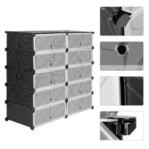 Armoire Meuble à Chaussures Etagère Rangement Meuble DIY 10 Cubes