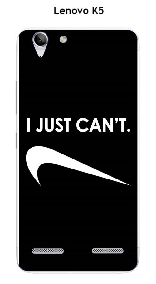 Coque TPU gel souple Lenovo K5 design Citation I just can't Texte blanc fond noir