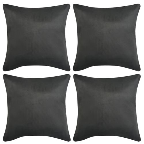 vidaXL Housse de coussin 4 pcs 40x40 cm Polyester Faux Daim Anthracite