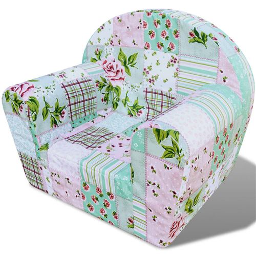 vidaXL Fauteuil pour enfants Motif de fleurs Chaise siège de salon séjour pour enfants