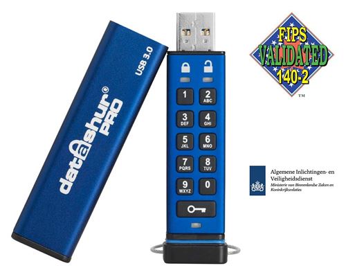 iStorage datAshur PRO 4Go clé USB 3.0 chiffrée AES-XTS 256-bit bleu (IS-FL-DA3-256-4)