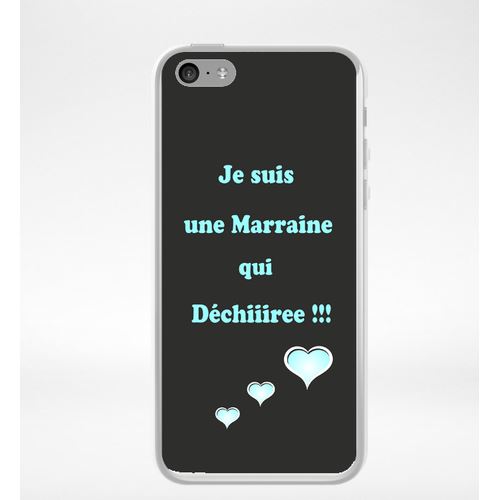 Coque Marraine Turquoise Et Noir Compatible Iphone 5c Transparent
