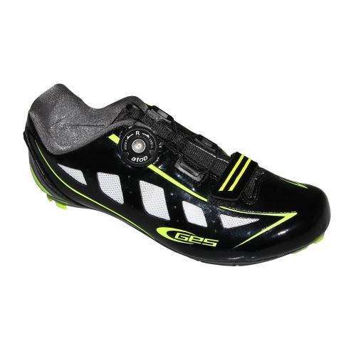 Chaussure route ges speed noir-jaune fluo brillant t41 fixation boa compatible look-shimano-time (paire)