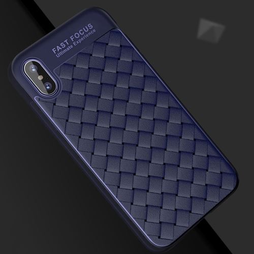 Iphone X / Xs Coque Protection Tpu Effet Tissé Bleu Als80013