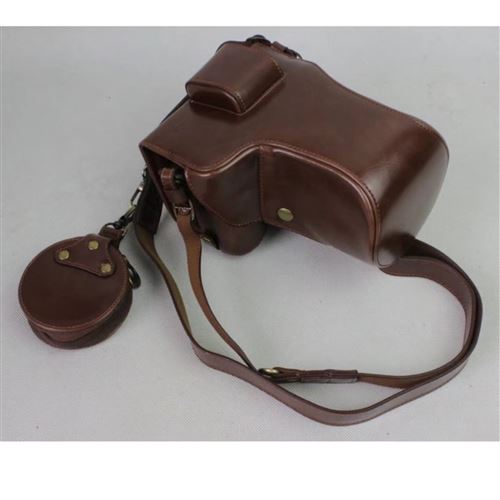 Etui en PU sac de caméra de sangle café pour votre Sony ILCE-9/A9/A7RM3 A7RIII