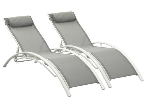 Bain de soleil en aluminium Beauty - Phoenix - Gris - Lot de 2 - Gris.