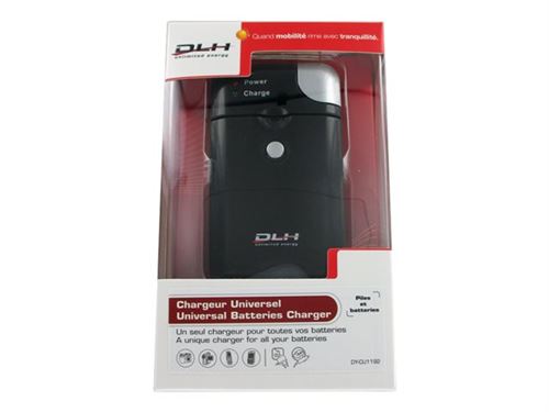 DLH DY-CU1192 - Chargeur de batteries + adaptateur secteur + adaptateur d alimentation de voiture - 2 x charge de batteries - 700 mA