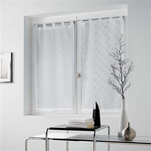 Paire droite passants 2 x 60 x 160 cm voile sable applique damina Blanc
