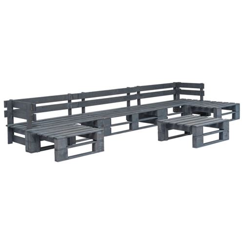 Vidaxl Gris 6 Pieces Bois Ensembles De Bancs. Canapes Et Tables De Jardin 60.0 X 60 X 25 6 Personnes