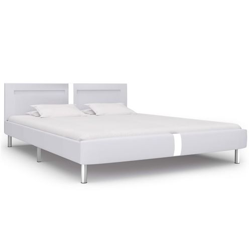 vidaXL Bedframe met LED kunstleer wit 160x200 cm