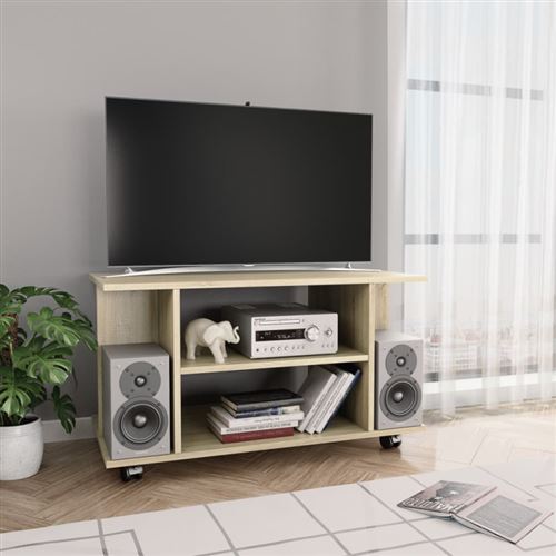 vidaXL Meuble TV avec roulettes Chêne sonoma 80x40x40 cm Aggloméré