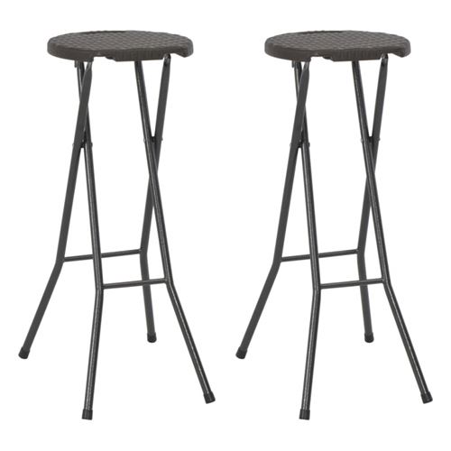 Vidaxl Tabouret de bar pliable 2 pi&egrave;ces PEHD et acier - Marron