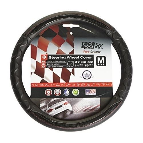 Car Plus Couvre volant PVC universel noir / rouge 37-39 cm
