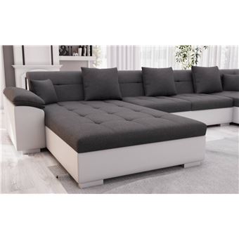 Belmont Canapé Dangle Panoramique Xxl En U Droit Couleur Blanc Gris