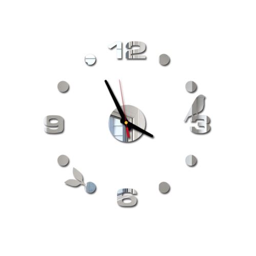 Nombres 3D Diy Romain Mur Acrylique Miroir Autocollant Horloge Décoration Intérieure Stickers Mural Argent PL621
