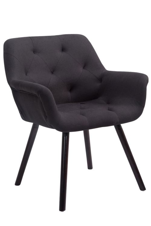 Chaise de Salle à manger élégante Cassidy avec revêtement en Tissu et accoudoirs - Piètement Bois de Hêtre café - Couleur Noir
