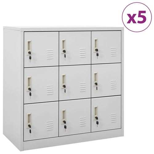 Vidaxl Gris/Clair Armoires À Casiers 5 Pcs 90X45x92,5 Cm Acier3095243 - Image 3