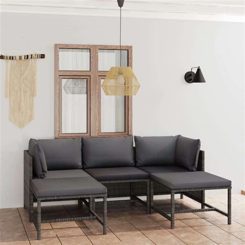Non Communiqué Gris Salon De Jardin Modulable Vidaxl Polyethylene 5 Pieces 60 X 60 X 60 5 Personnes