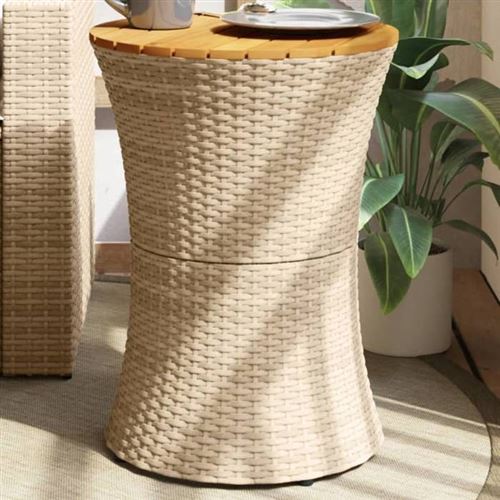 Non Communiqué Beige Vidaxl Table D'appoint De Jardin Forme Tambour Rotin Bois Massif, Table D'appoint D'extérieur, Petite Table De Jardin, 368298