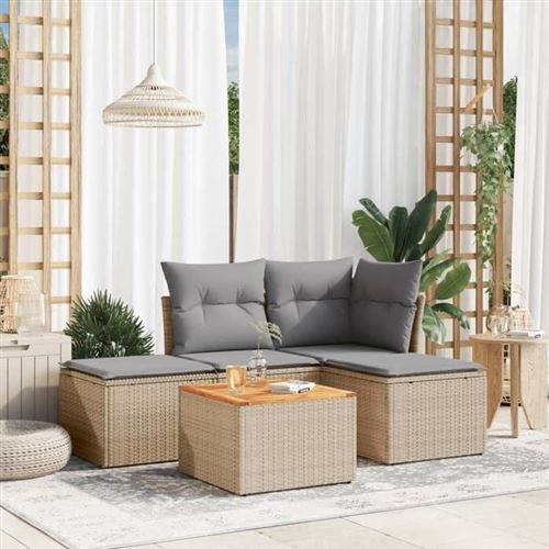 Vidaxl Beige Salon De Jardin 5Pcs - Image 2