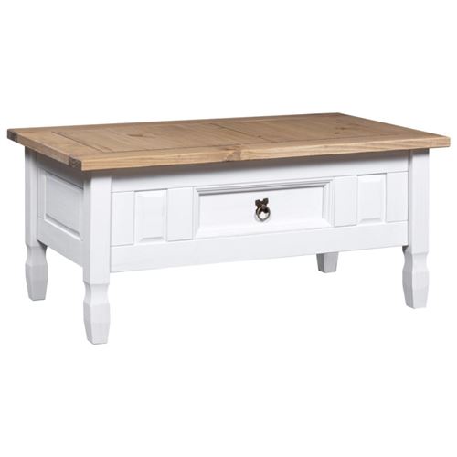 vidaXL Table basse Pin mexicain Gamme Corona Blanc 100x60x45 cm