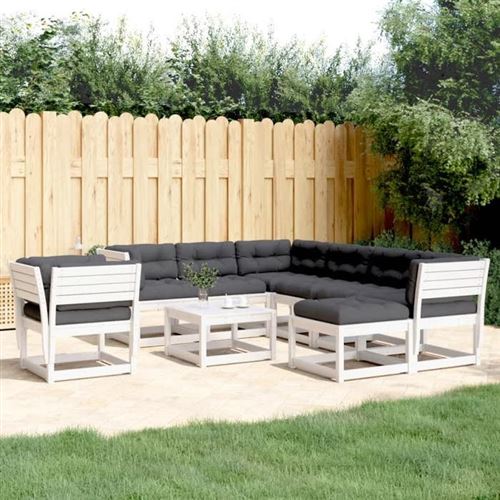 Vidaxl Blanc Salon De Jardin 8 Pcs - Image 3