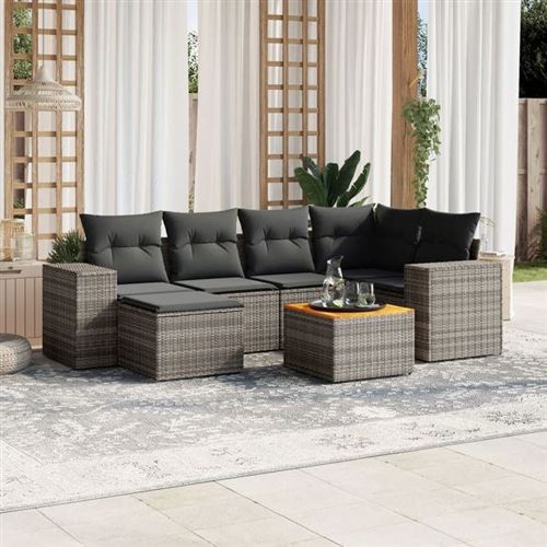Non Communiqué Gris Vidaxl Salon De Jardin Avec Coussins 7 Pcs, Canapés De Terrasse, Ensemble De Meubles De Patio, Mobilier D'extérieur, 3257880