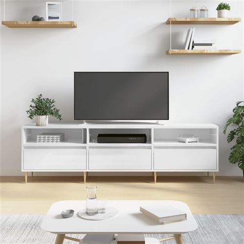 Vidaxl Blanc Meuble Tv Brillant 150X30x44,5 Cm Bois D'ingénierie831270 - Image 2