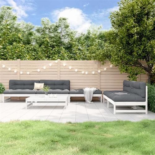 Non Communiqué Gris Salon De Jardin Modulable Vidaxl Bois Massif 10 Personnes 6 Pieces