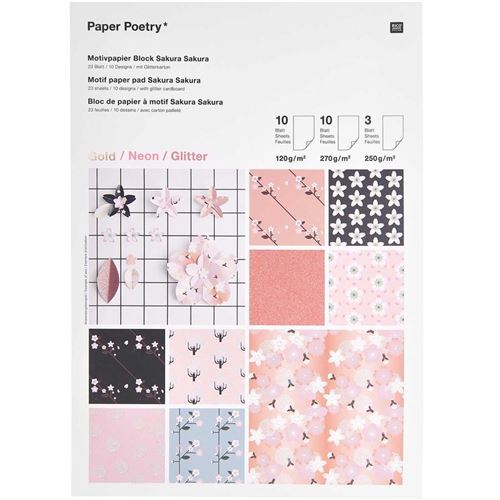 Bloc de papier créatif à motif Sakura - Rico Design