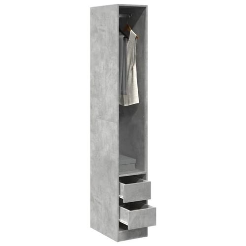 vidaXL Garde-robe gris béton 30x50x200 cm bois d'ingénierie