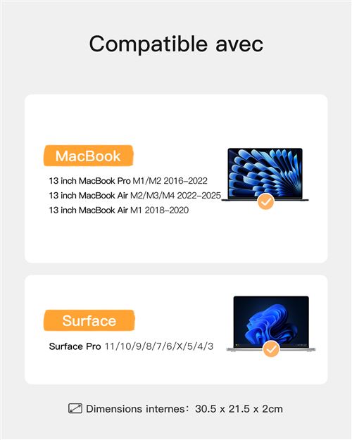 Inateck 360 Protection Housse 13 Pouces pour 13 MacBook Air Pro M3 M2 M1 2024 2018 Surface Pro 9 X 8 7 XPS 13 Pochette pour Ordinateur Portable 13 Pouces Housses PC Portable Achat prix fnac