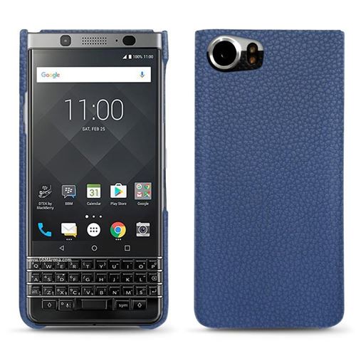 Coque cuir pour Blackberry Keyone - Coque arrière - Cuir Ambition - Bleu - NOREVE