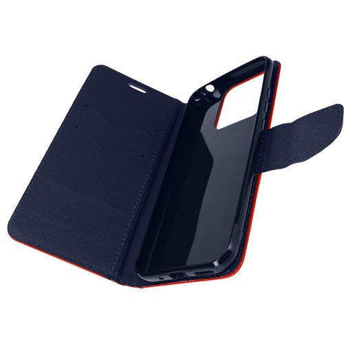 Étui pour Xiaomi Redmi 10A Simili Cuir Bicolore Portefeuille Fonction Support Vidéo Avizar rouge et bleu nuit