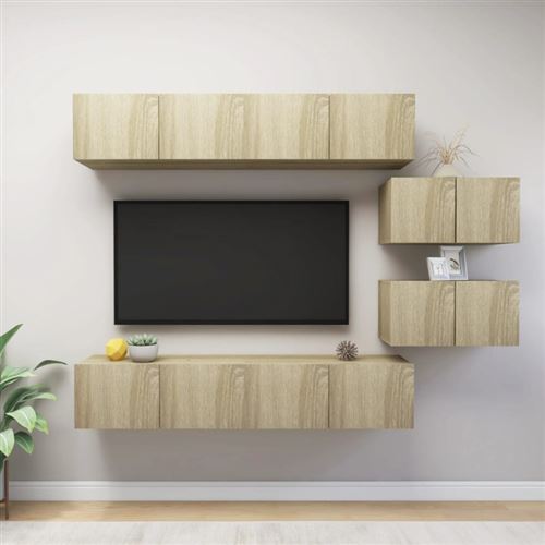 Non Communiqué Brun Ensemble De Meuble Tv 6 Pcs Chêne Sonoma Bois D Ingénierie