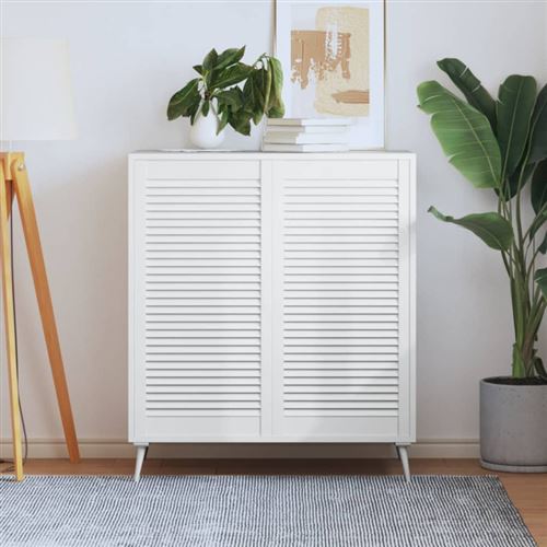 vidaXL Portes à persiennes 2 pcs Bois de pin massif Blanc 99,3x49,4 cm