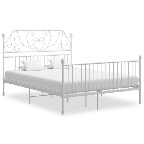 Non Communiqué Blanc Cadre De Lit Et Tête De Lit Sans Matelas 160X200 Cm Métal
