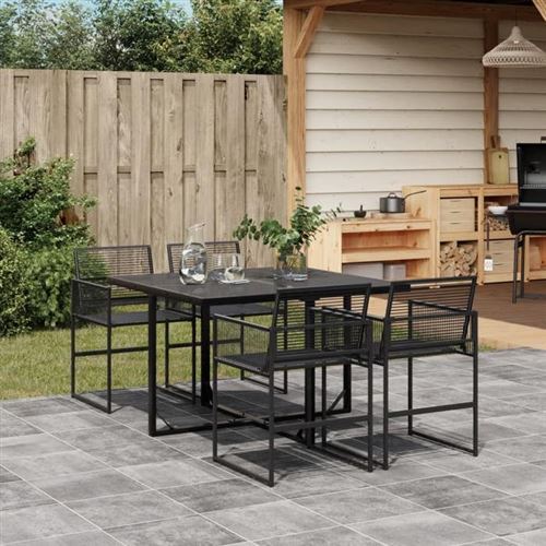 Non Communiqué Noir Vidaxl Ensemble À Manger De Jardin 5 Pcs Résine Tressée, Ensemble À Manger D'extérieur, Meuble À Manger De Jardin, 3295048